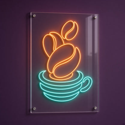 Coffee Beans Falling into Cup LED Neon Sign