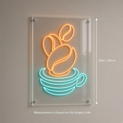 Coffee Beans Falling into Cup LED Neon Sign