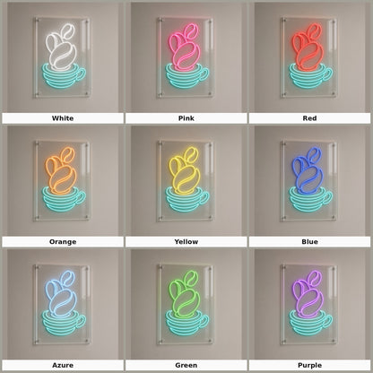 Coffee Beans Falling into Cup LED Neon Sign