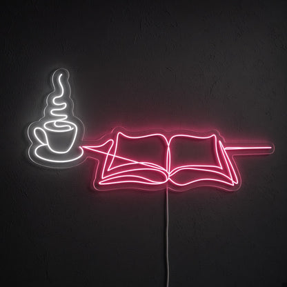 Coffee Cup and Open Book LED Neon Sign