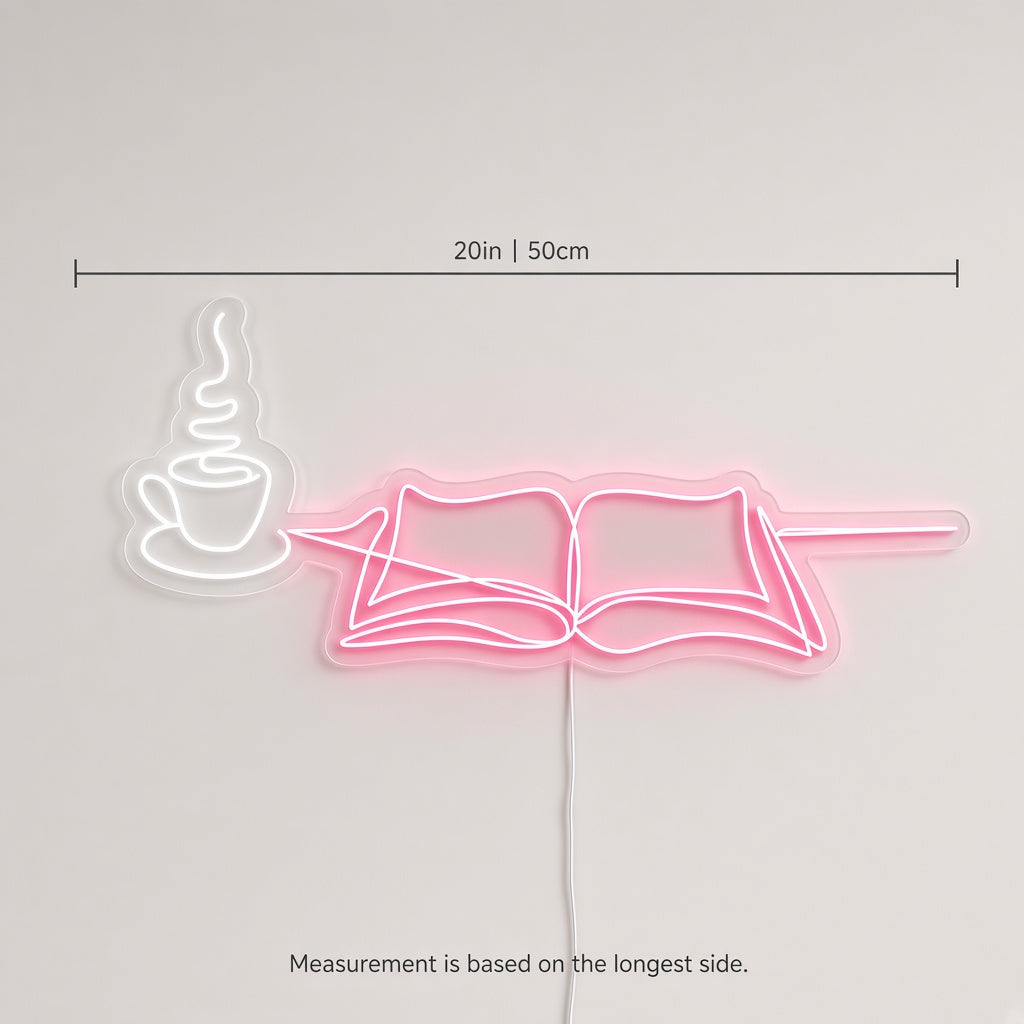 Coffee Cup and Open Book LED Neon Sign