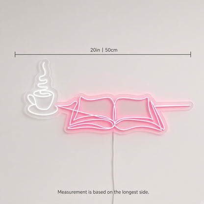 Coffee Cup and Open Book LED Neon Sign