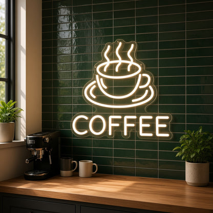 Coffee Cup and Saucer LED Neon Sign