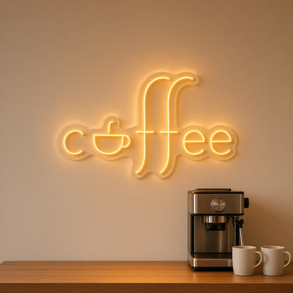 Coffee with Cup Letter O LED Neon Sign