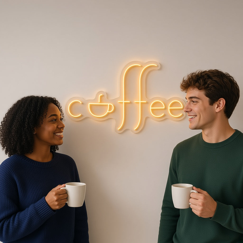 Coffee with Cup Letter O LED Neon Sign