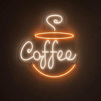 Coffee with Steaming Cup LED Neon Sign