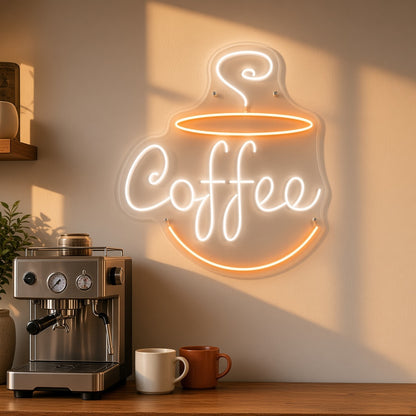 Coffee with Steaming Cup LED Neon Sign