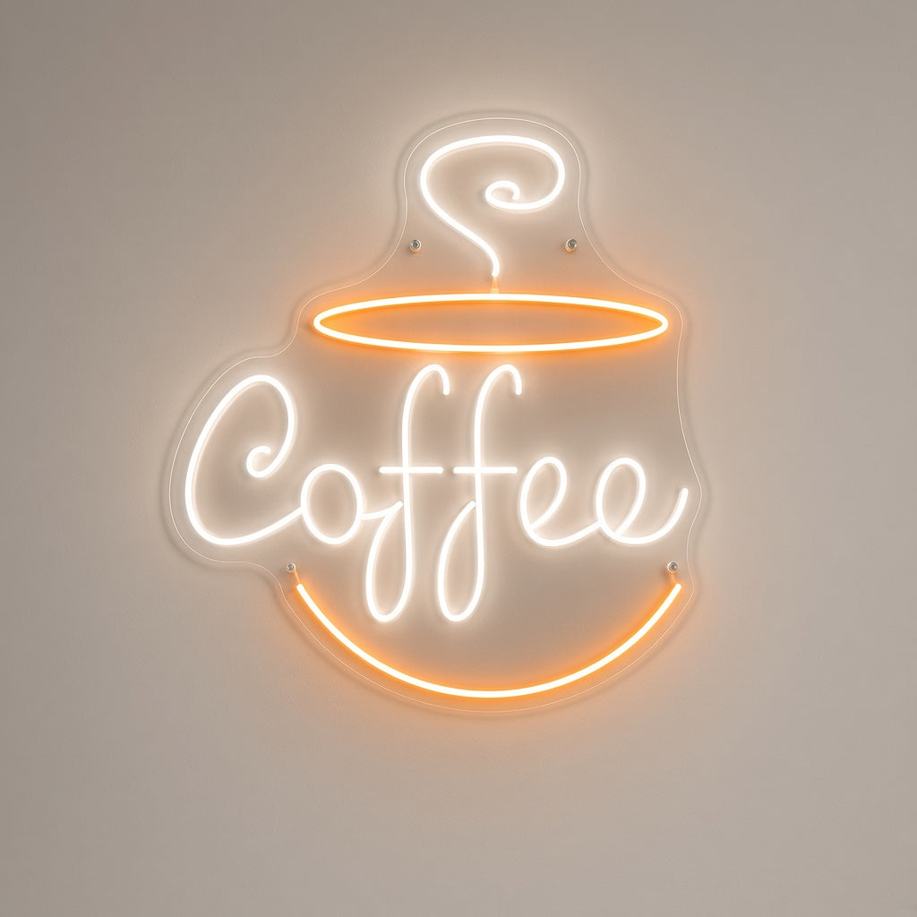 Coffee with Steaming Cup LED Neon Sign