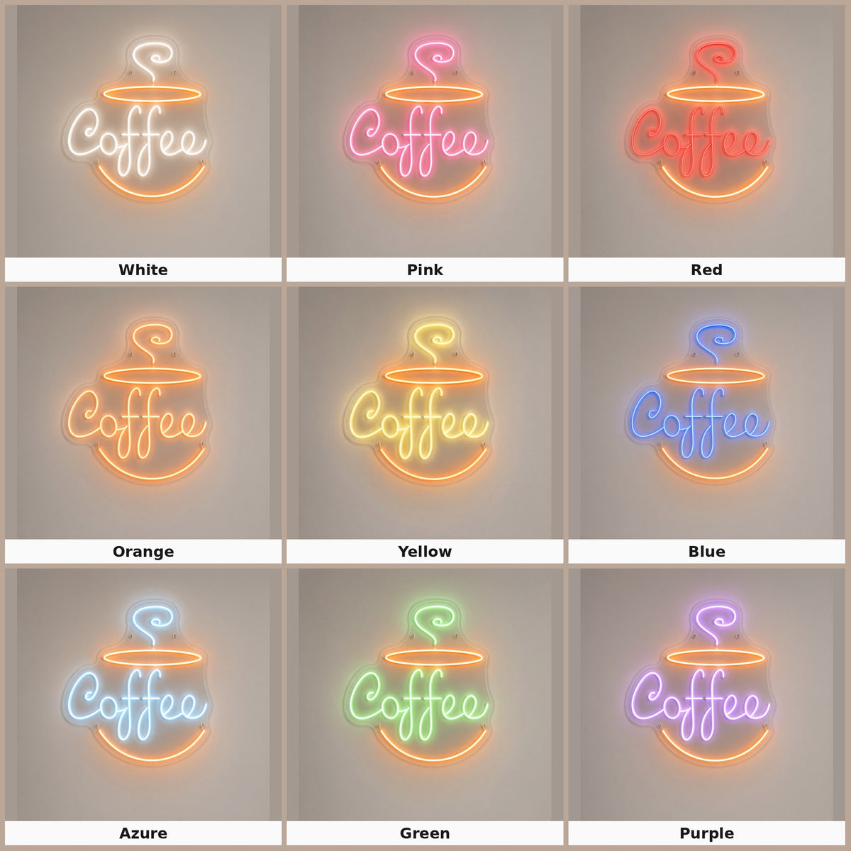 Coffee with Steaming Cup LED Neon Sign