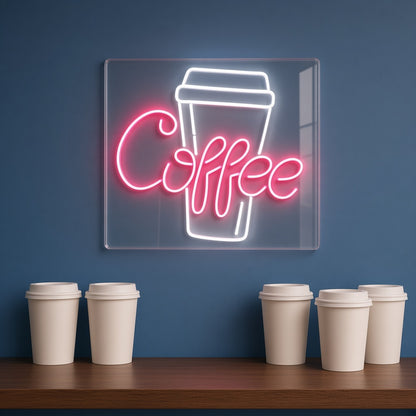 Coffee with Takeaway Cup LED Neon Sign
