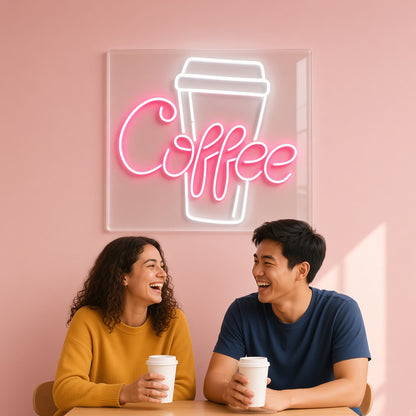 Coffee with Takeaway Cup LED Neon Sign