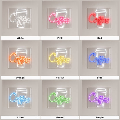 Coffee with Takeaway Cup LED Neon Sign