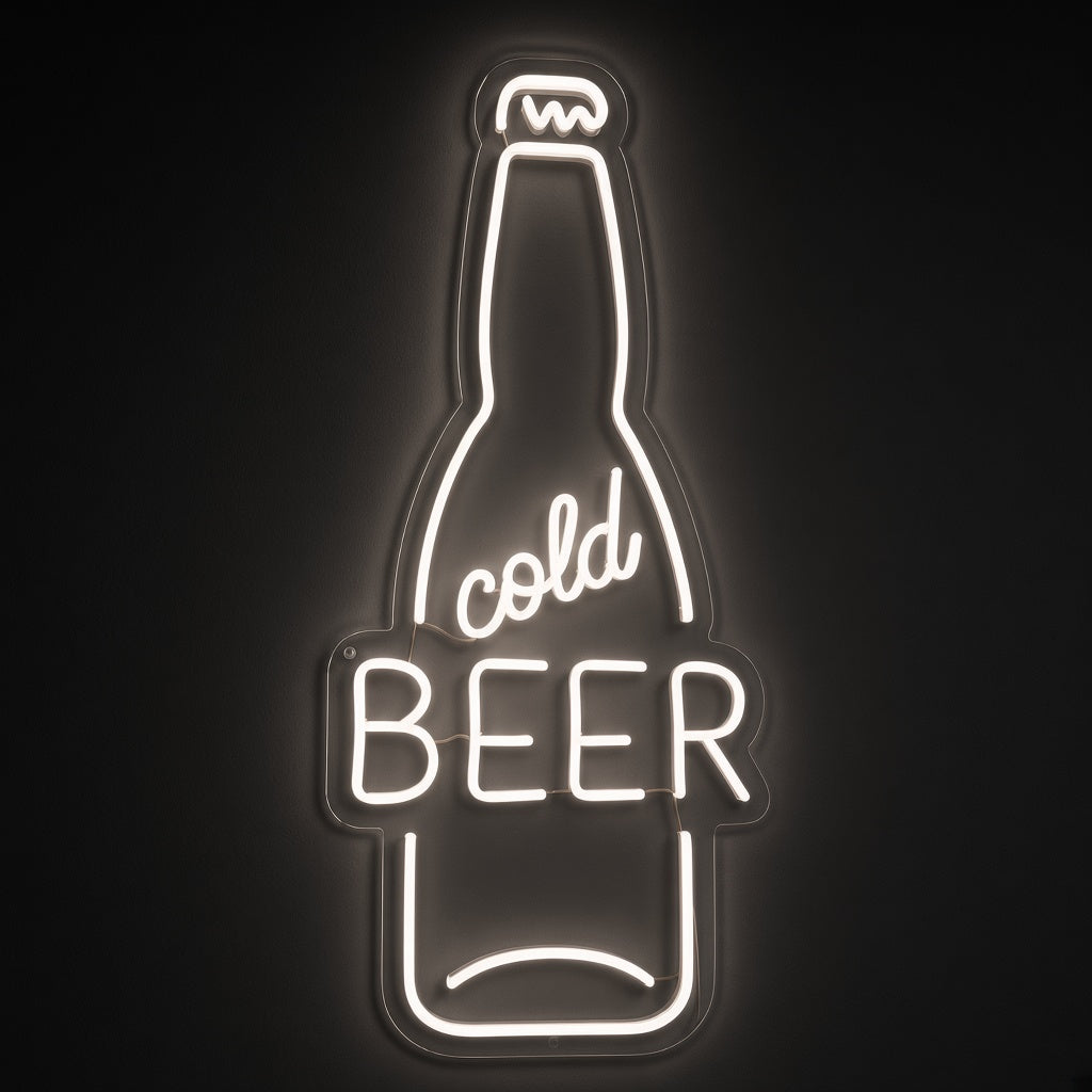 Cold Beer with Beer Bottle LED Neon Sign