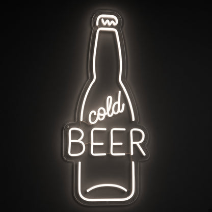 Cold Beer with Beer Bottle LED Neon Sign