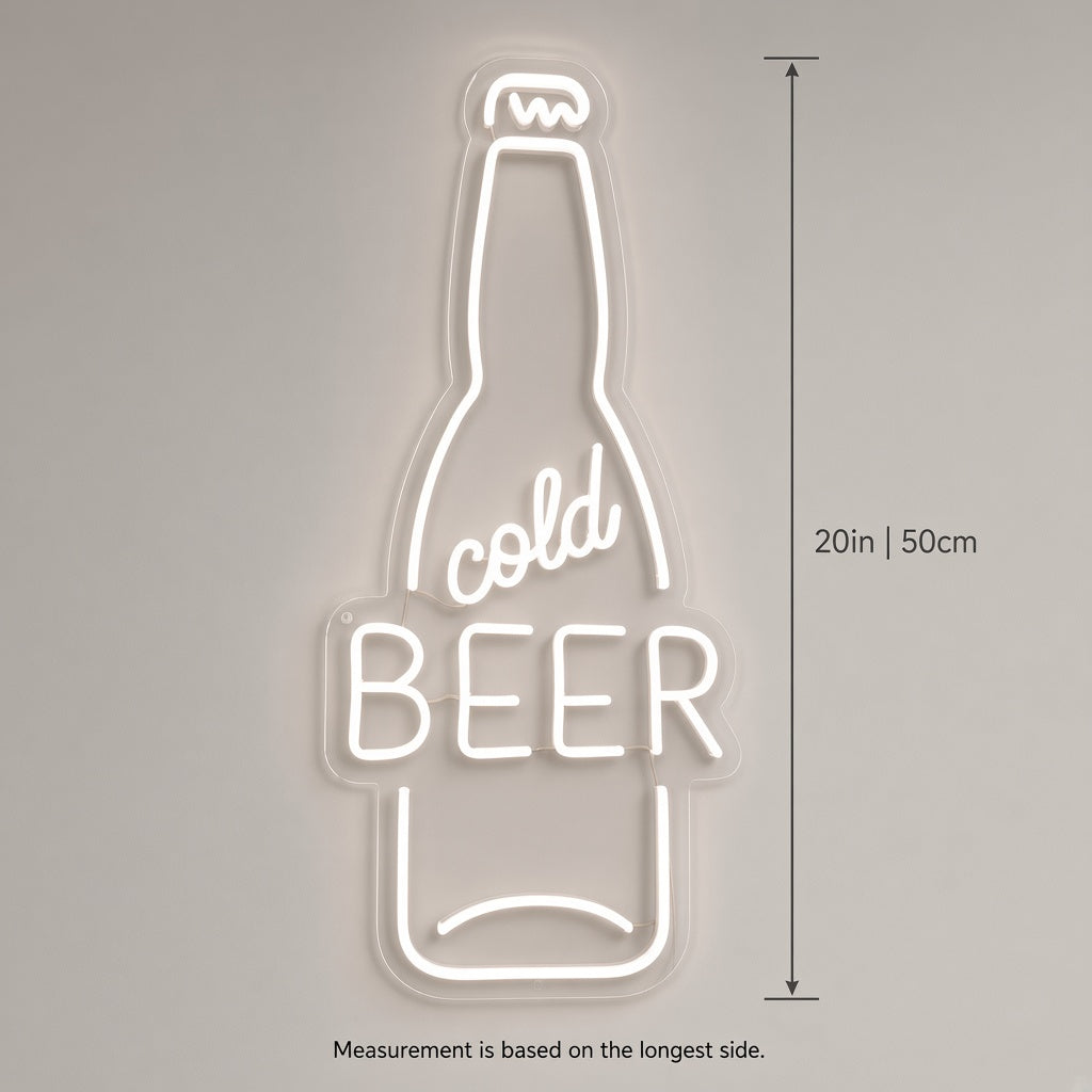 Cold Beer with Beer Bottle LED Neon Sign
