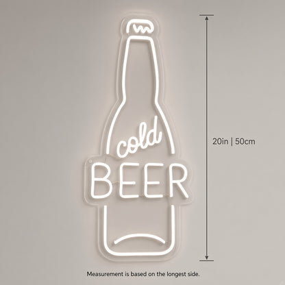 Cold Beer with Beer Bottle LED Neon Sign