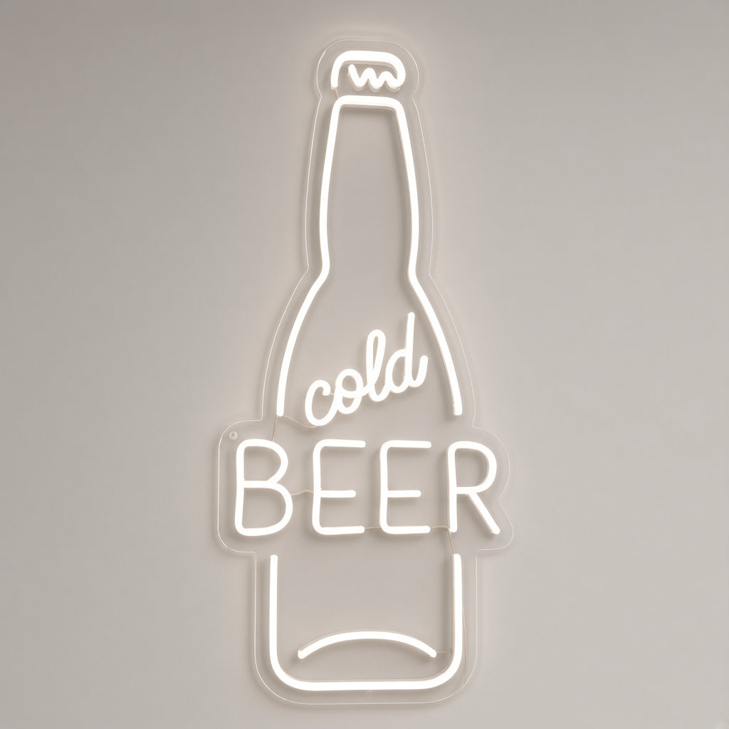 Cold Beer with Beer Bottle LED Neon Sign
