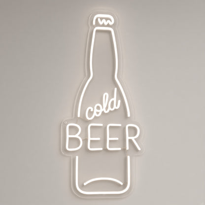 Cold Beer with Beer Bottle LED Neon Sign