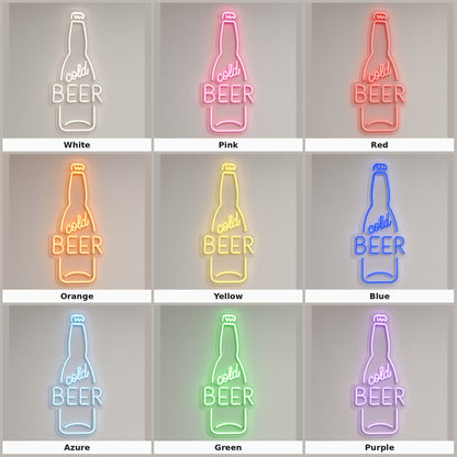 Cold Beer with Beer Bottle LED Neon Sign