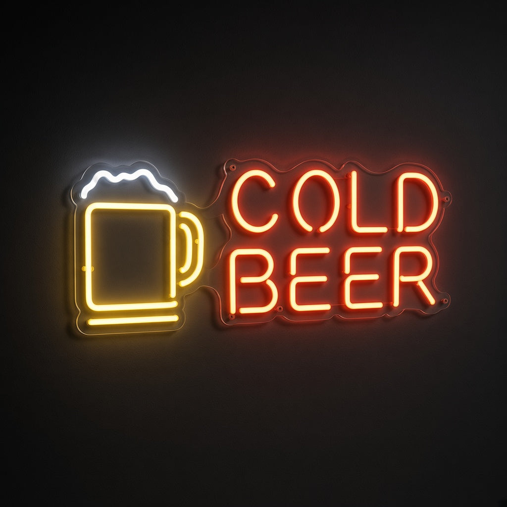 Cold Beer with Beer Mug LED Neon Sign