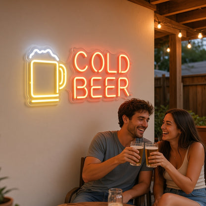 Cold Beer with Beer Mug LED Neon Sign