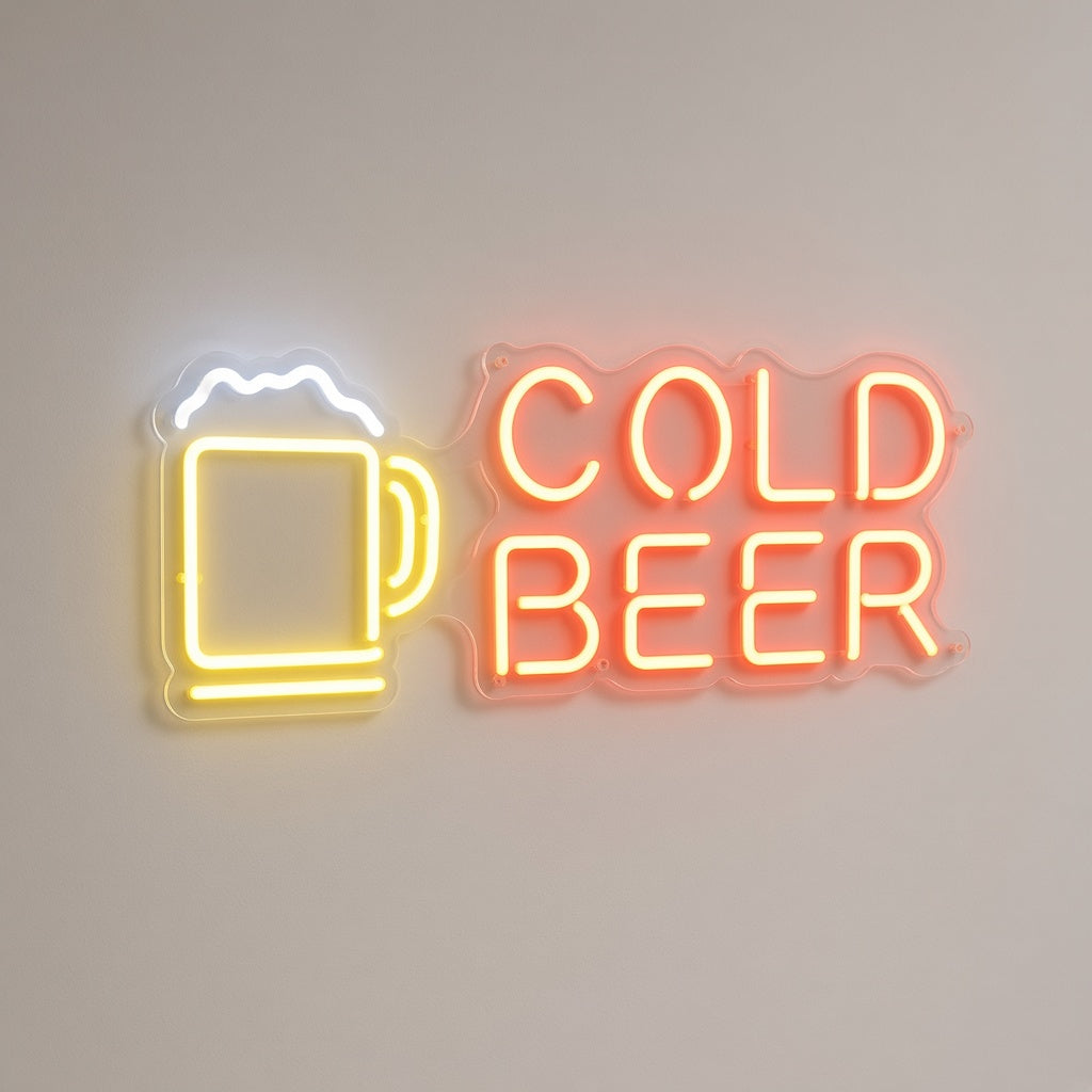 Cold Beer with Beer Mug LED Neon Sign