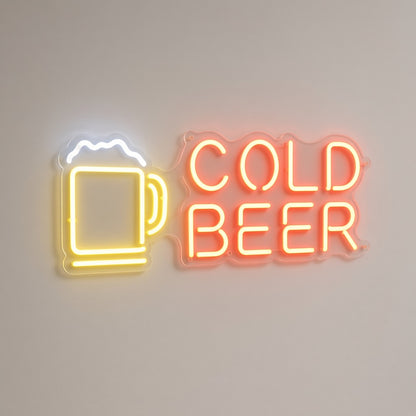 Cold Beer with Beer Mug LED Neon Sign