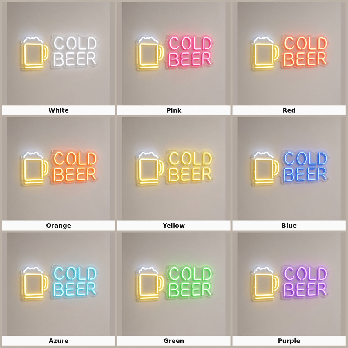 Cold Beer with Beer Mug LED Neon Sign