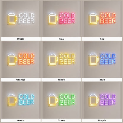 Cold Beer with Beer Mug LED Neon Sign