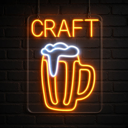 Craft Beer Mug with Foam LED Neon Sign