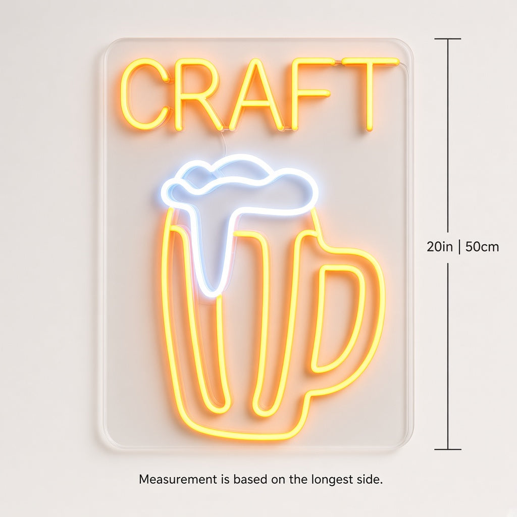 Craft Beer Mug with Foam LED Neon Sign
