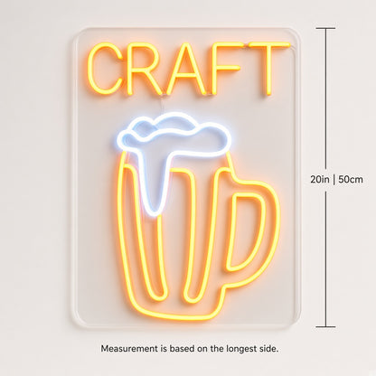 Craft Beer Mug with Foam LED Neon Sign