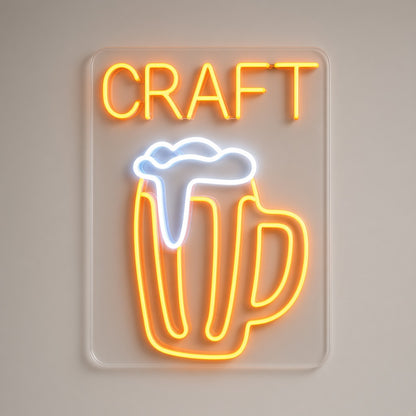Craft Beer Mug with Foam LED Neon Sign