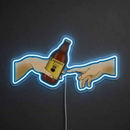 Creation of Adam Hands with Beer Bottle LED Neon Sign