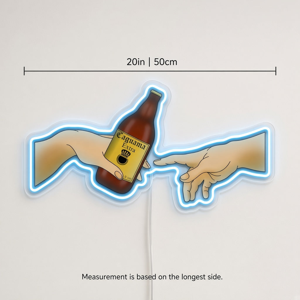 Creation of Adam Hands with Beer Bottle LED Neon Sign