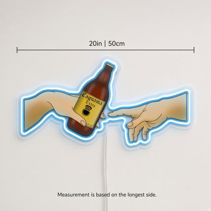 Creation of Adam Hands with Beer Bottle LED Neon Sign