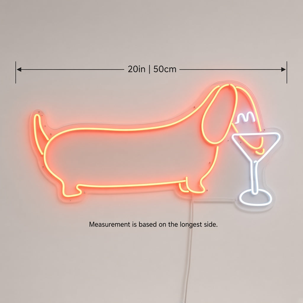 Dachshund Drinking Martini LED Neon Sign
