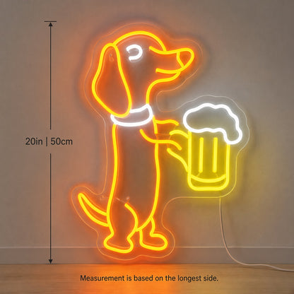 Dachshund Holding Beer Mug LED Neon Sign
