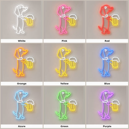 Dachshund Holding Beer Mug LED Neon Sign