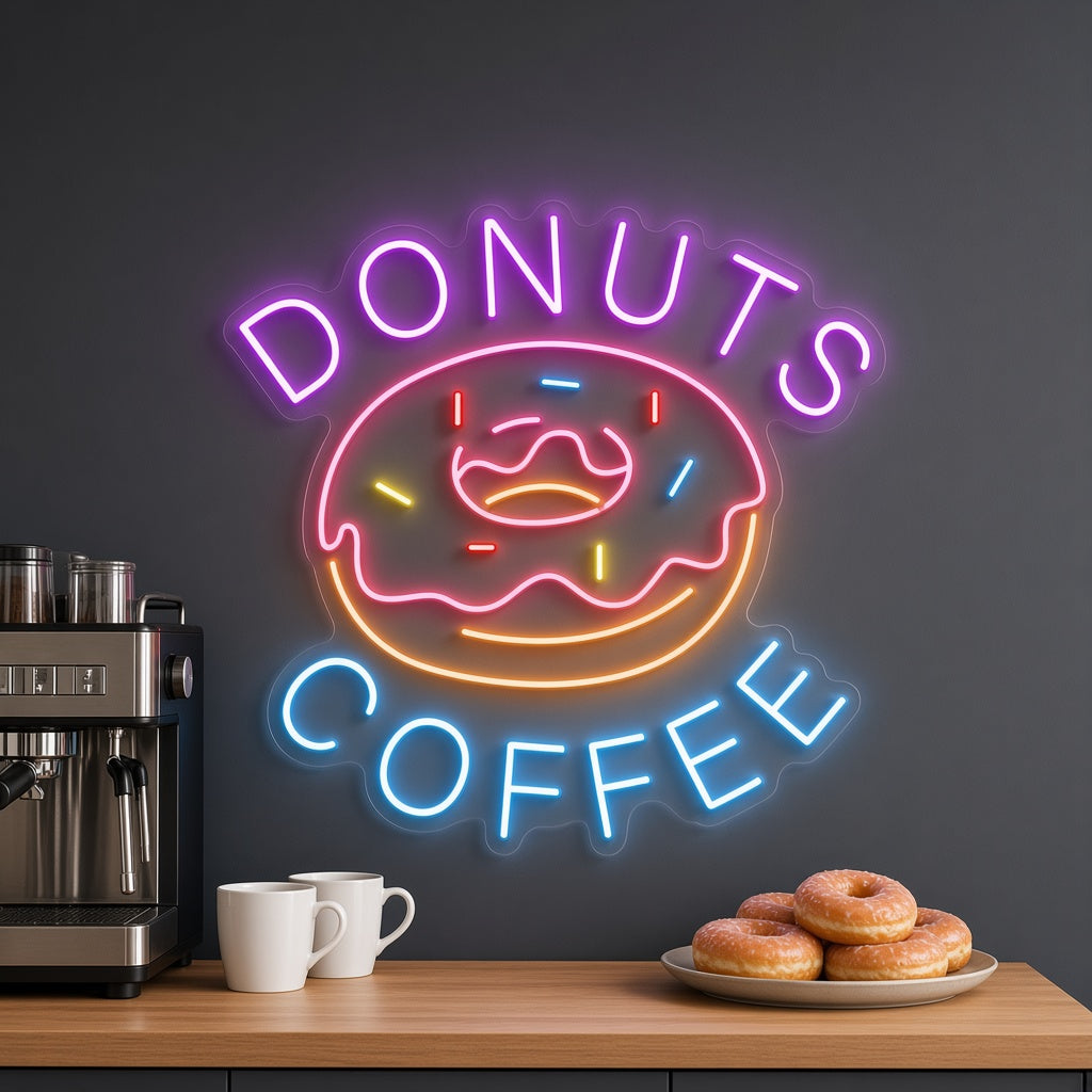 Donuts Coffee LED Neon Sign for Cafe & Kitchen Wall Decor - Shineneon