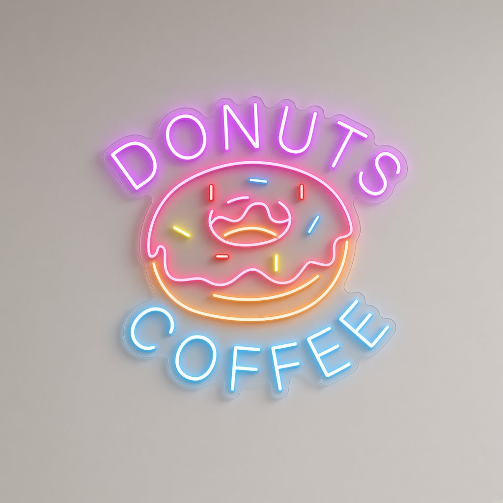 Donuts Coffee LED Neon Sign for Cafe & Kitchen Wall Decor - Shineneon