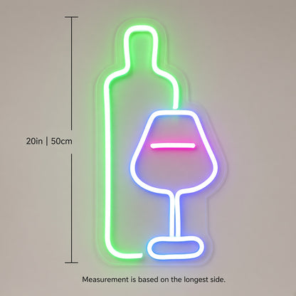 Wine Bottle and Glass LED Neon Sign