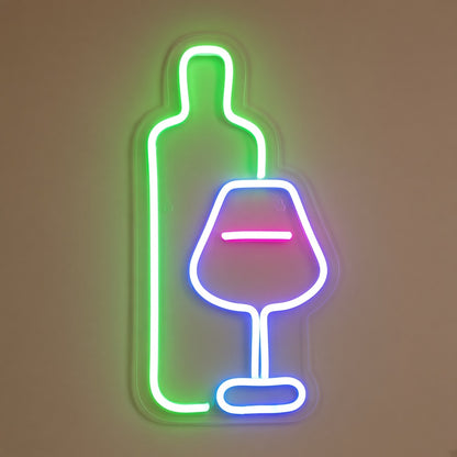 Wine Bottle and Glass LED Neon Sign