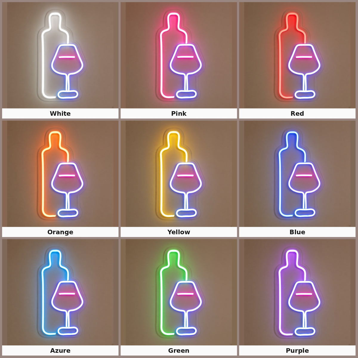 Wine Bottle and Glass LED Neon Sign