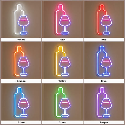 Wine Bottle and Glass LED Neon Sign