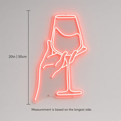Hand Holding Wine Glass LED Neon Sign
