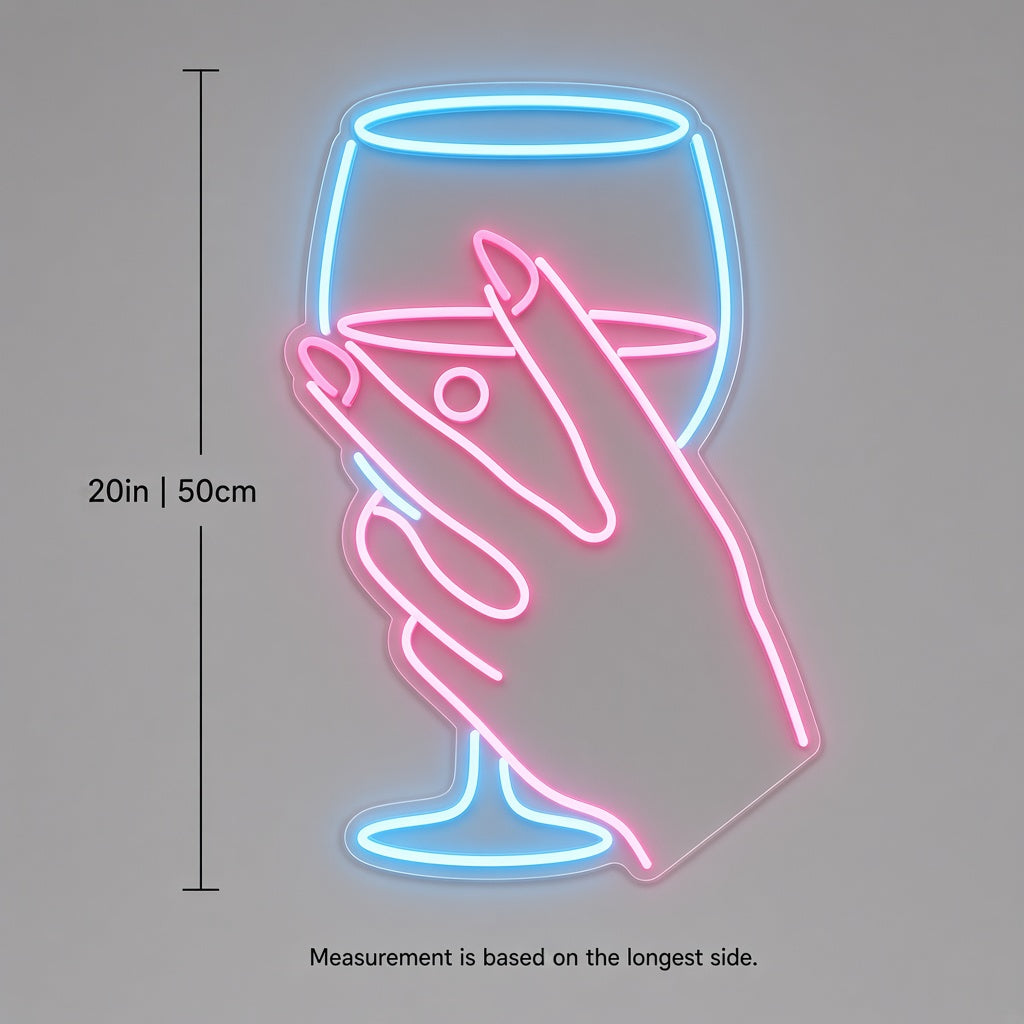 Hand Holding Wine Glass LED Neon Sign