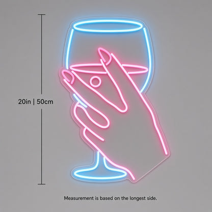 Hand Holding Wine Glass LED Neon Sign