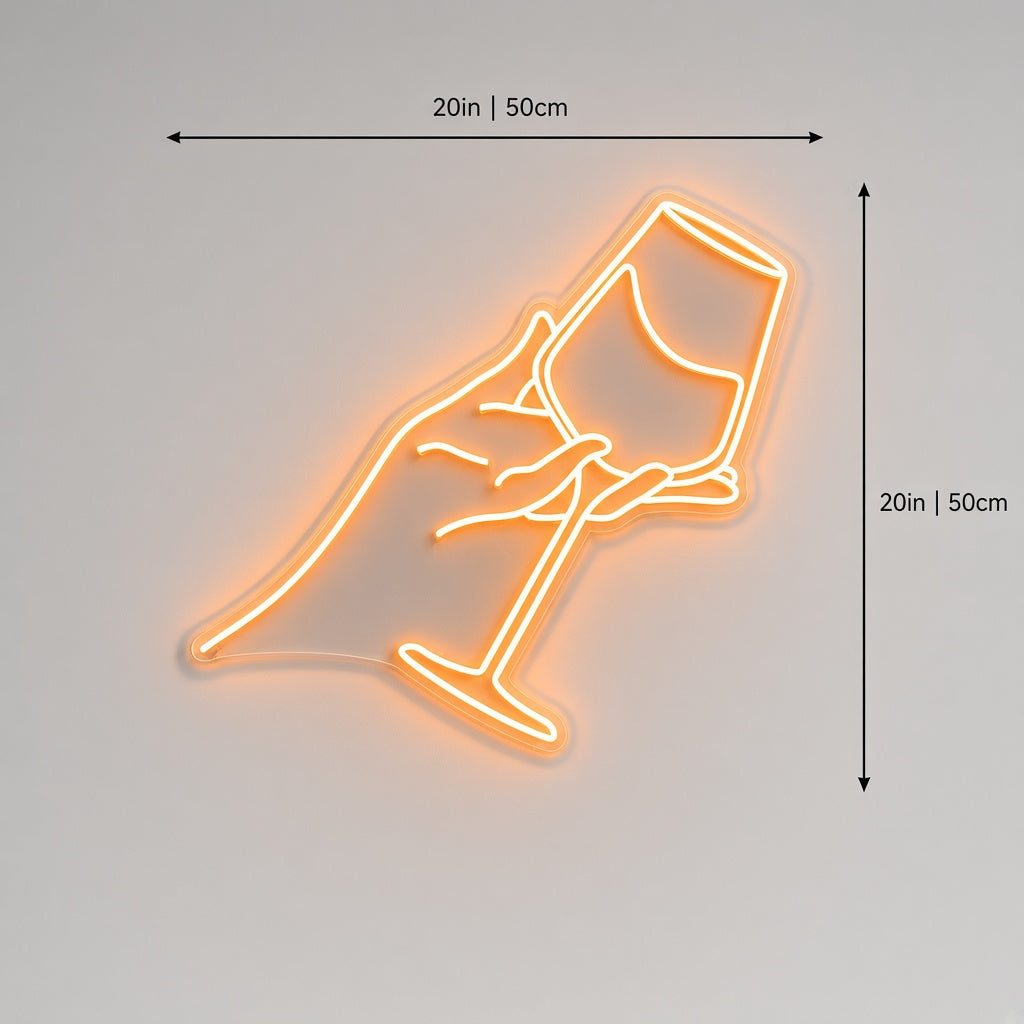 Hand Holding Wine Glass LED Neon Sign