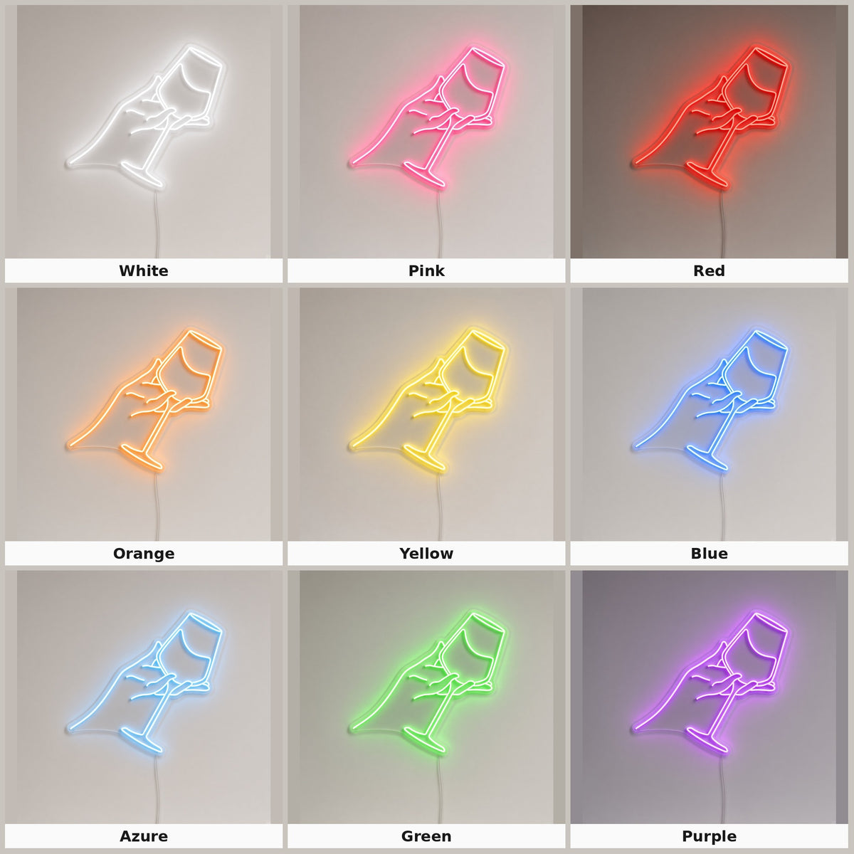 Hand Holding Wine Glass LED Neon Sign